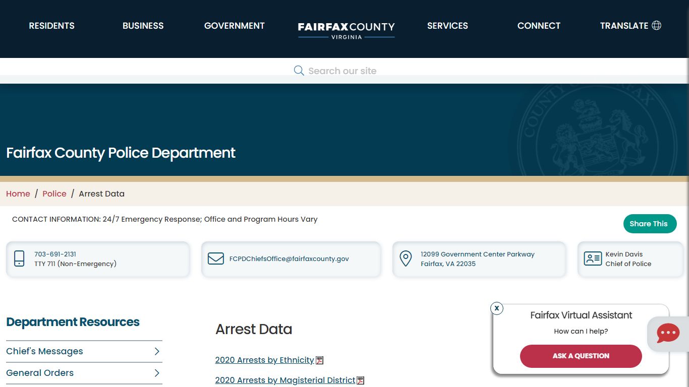 Arrest Data | Police - Fairfax County