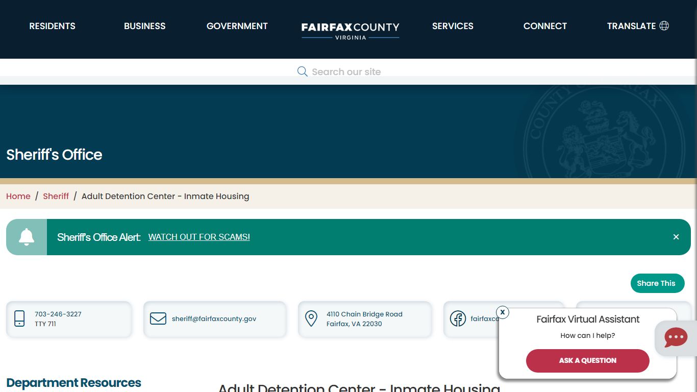 Adult Detention Center - Inmate Housing | Sheriff - Fairfax County