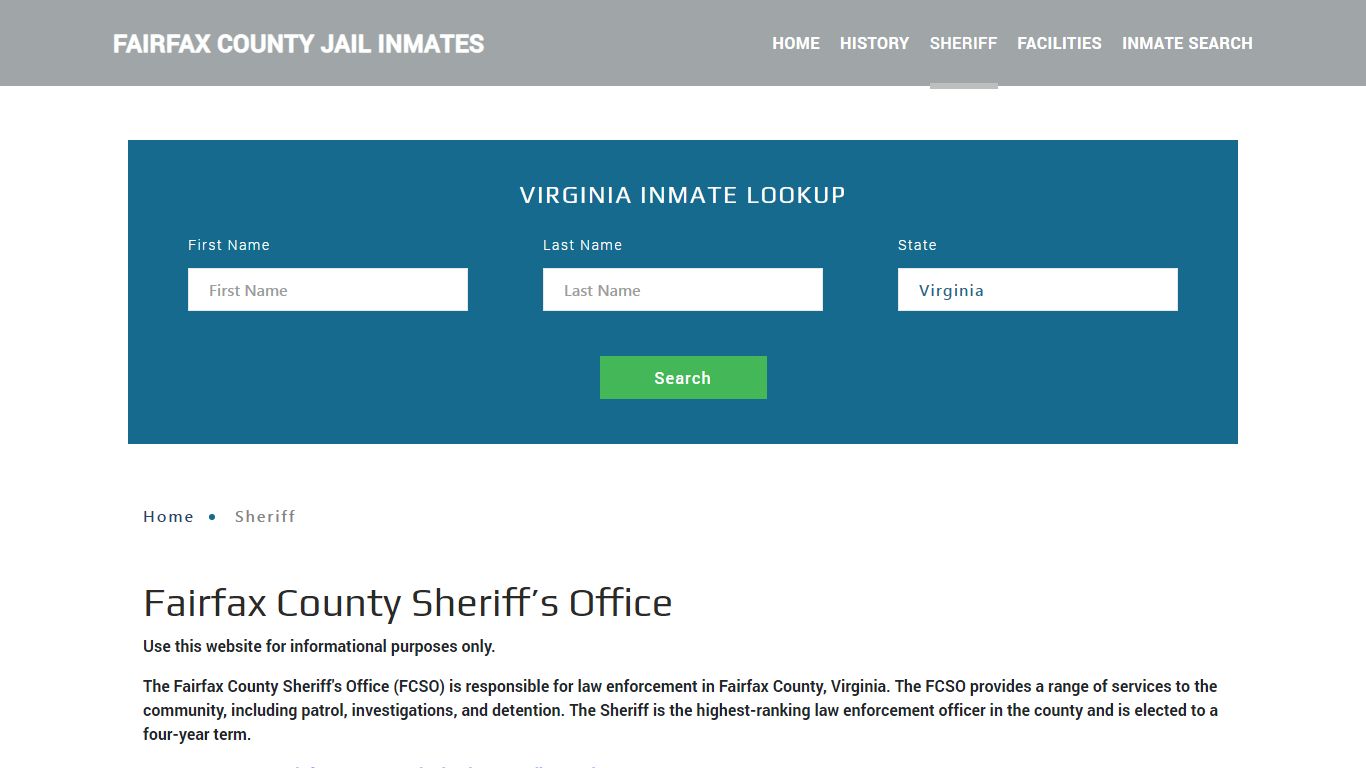 Fairfax County Sheriff, VA Arrest Warrant Lookup